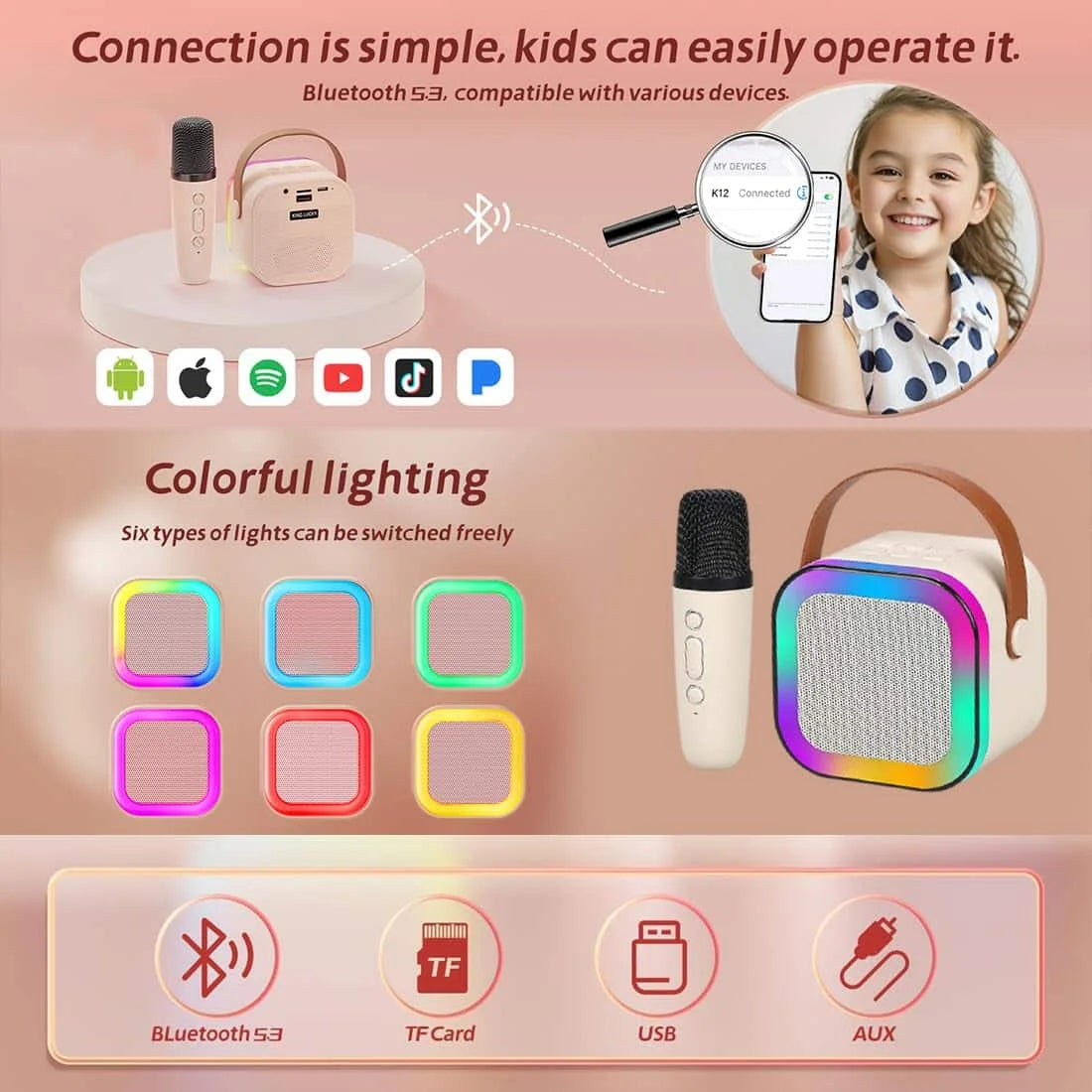 MINI PARLANTE CON MICROFONO USB RGB