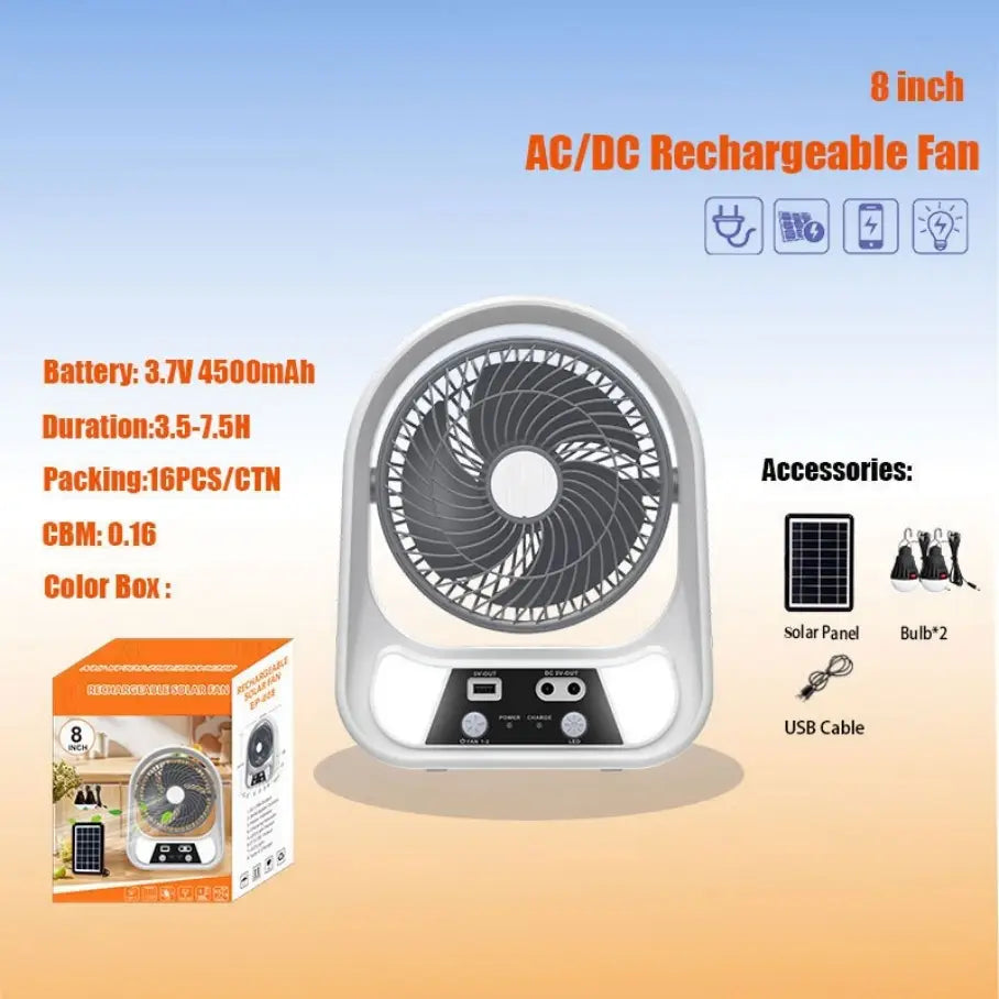 ❄️🔋 ABANICO SOLAR RECARGABLE 8” EASY POWER – MODELO EP-608 🔋❄️