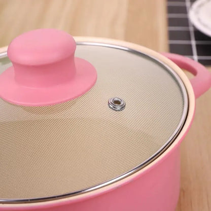 SET DE OLLAS Y JUEGO DE UTENCILIOS DE COCINA 13PZ ROSADA