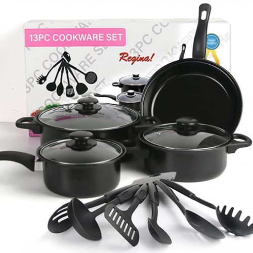 SET DE OLLAS Y JUEGO DE UTENCILIOS DE COCINA 13PZ
