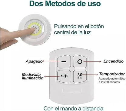 SET DE 3 LUCES LED CON CONTROL REMOTO