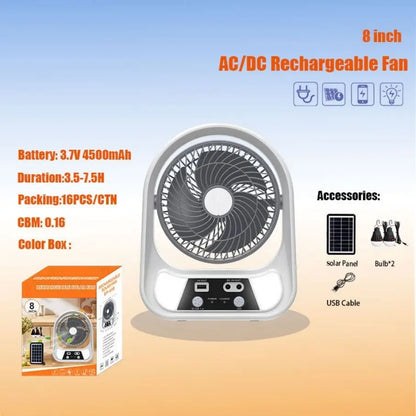 ❄️🔋 ABANICO SOLAR RECARGABLE 8” EASY POWER – MODELO EP-608 🔋❄️